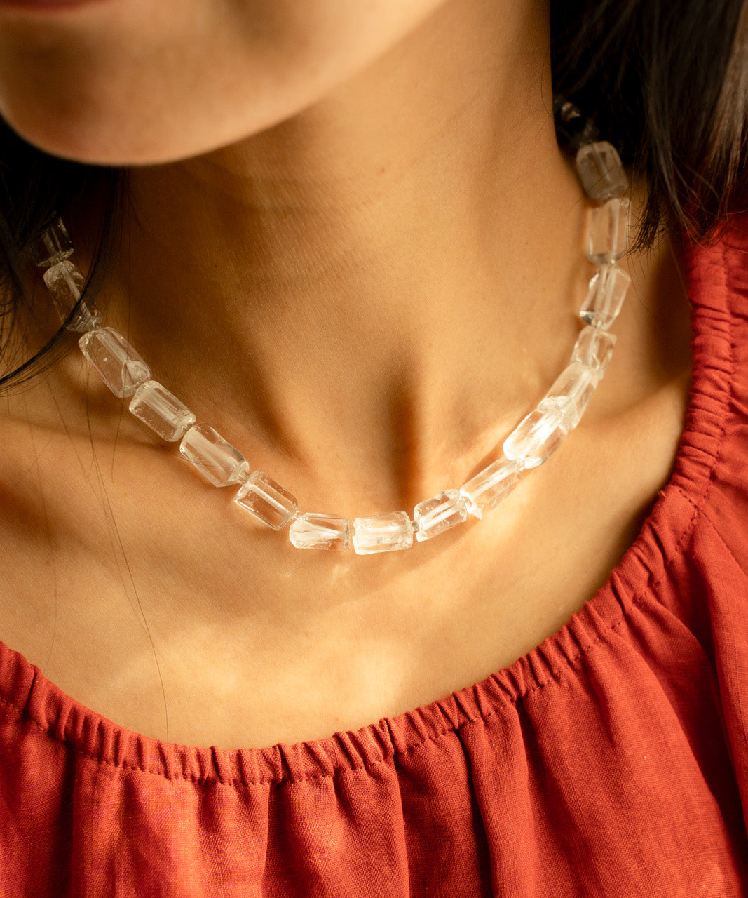 Clear Focus – White Quartz Pillar Necklace