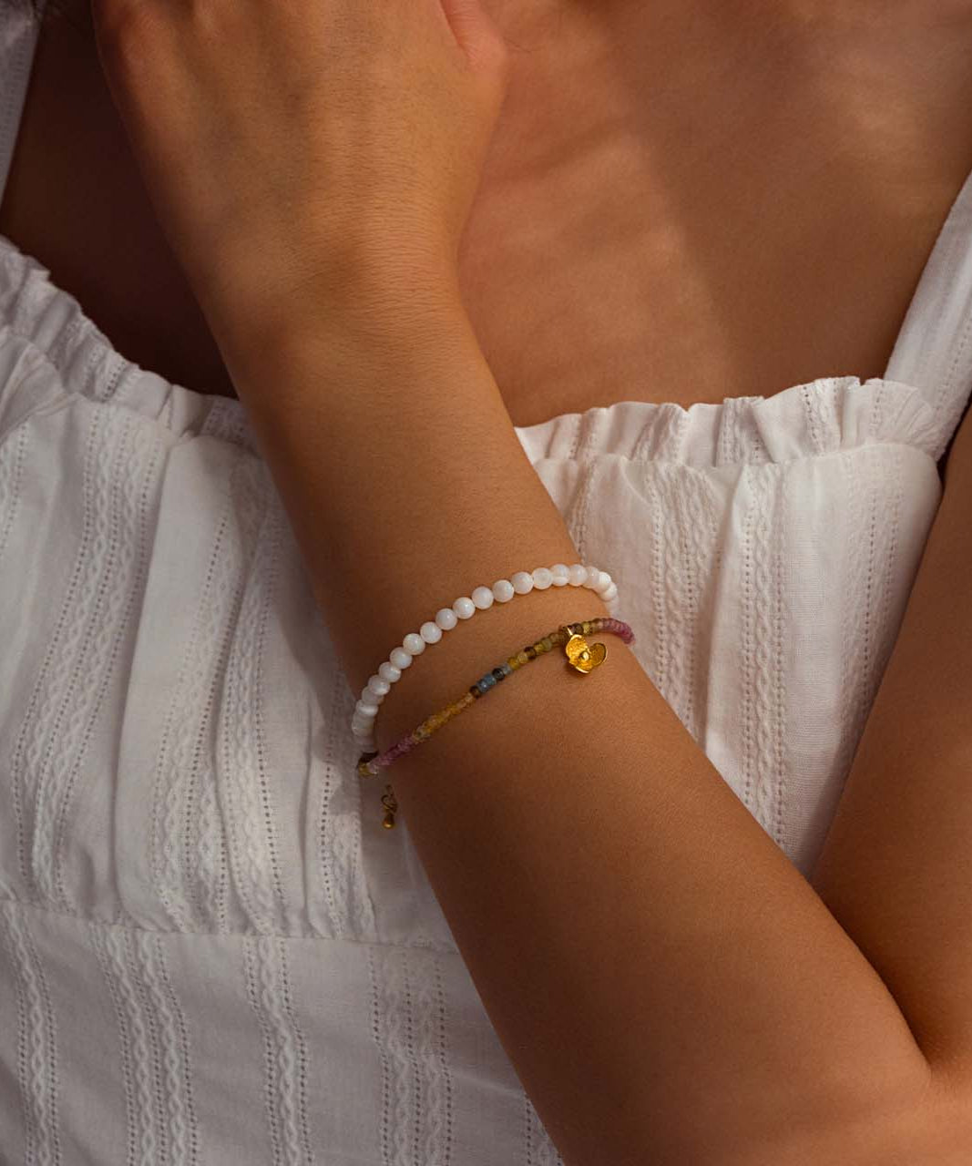 Charming Purity – Tourmaline & Mother-of-Pearl Bracelet