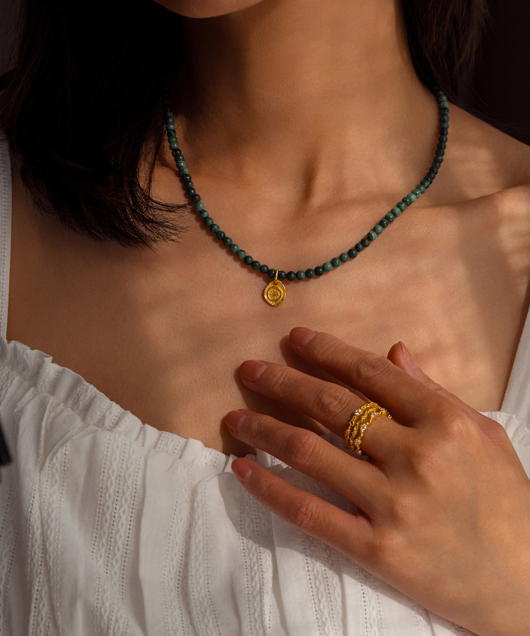 Inner Radiance – Malachite & Lotus Necklace