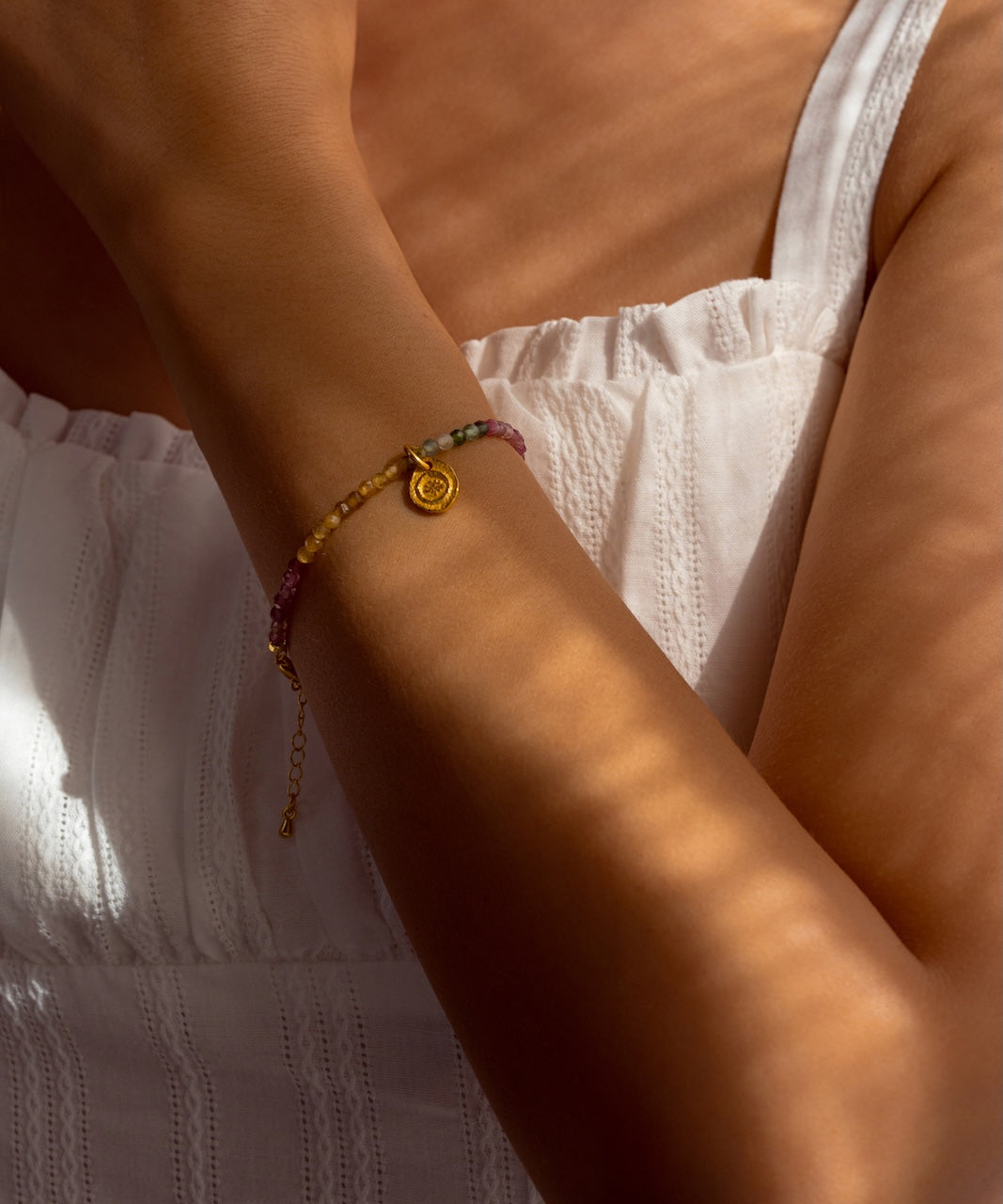 Tourmaline – Lotus Charm Bracelet