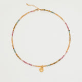 Tourmaline – Lotus Charm Necklace