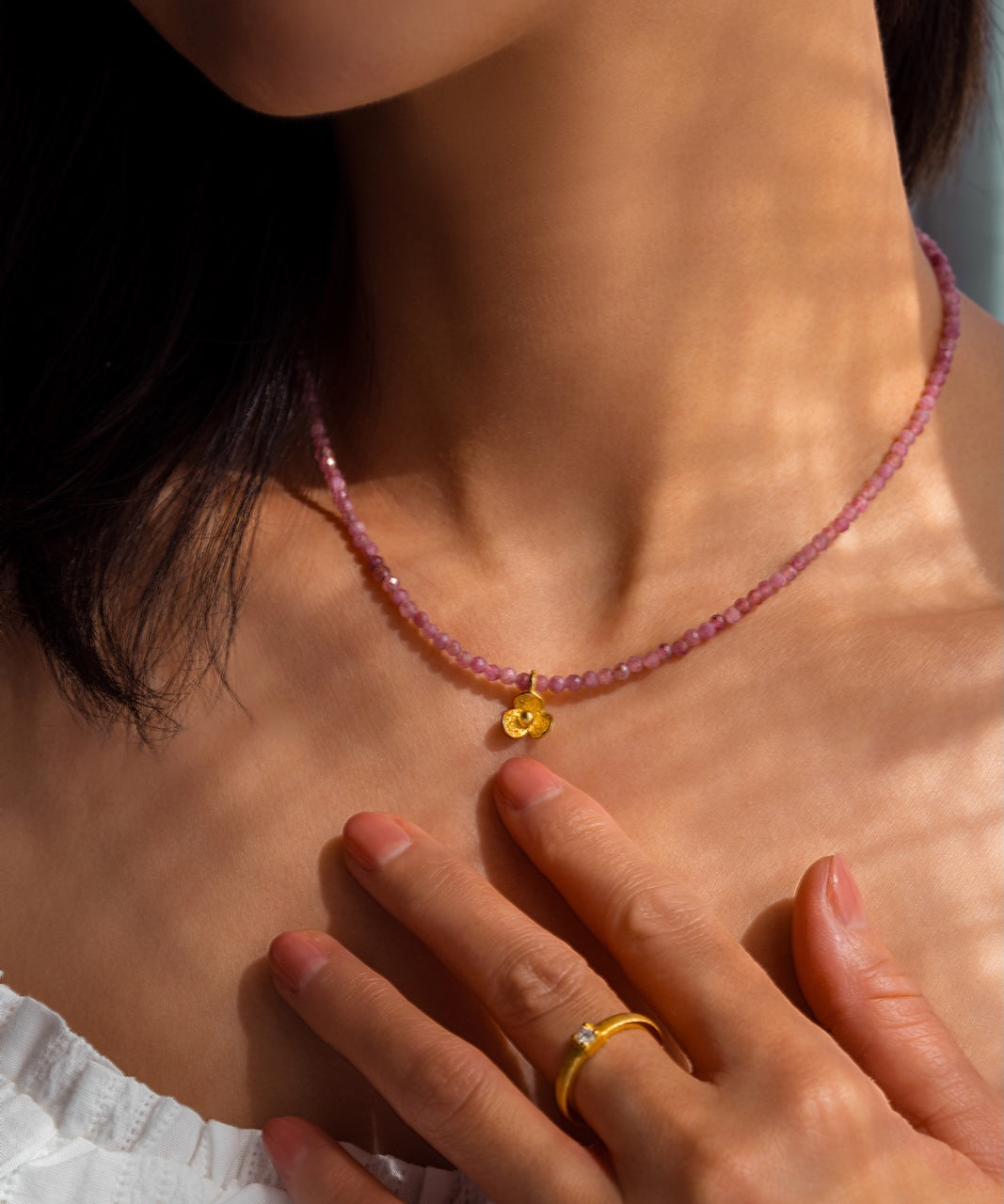 Inner Bloom – Pink Tourmaline & Gesang Flower Necklace