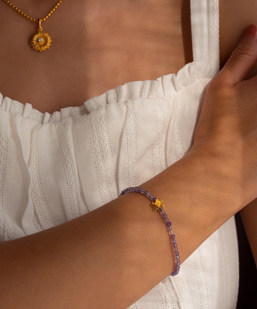 Wisdom’s Embrace – Amethyst & Lotus Bracelet